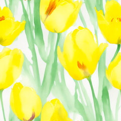 seamless yellow and red tulips