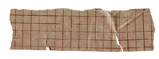 Old Grid Tape Strip. Crumpled torn sticky paper piece with grunge vintage texture. Decorative adhesive for scrapbooking, collage, journal and craft isolated