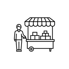 Street Vendor Icon – Market Stall with Seller Symbol for Business, Shopping, and Outdoor Trade