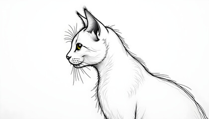 Obraz premium Minimal Cat Profile Continuous Line Drawing
