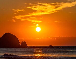 Golden sunset over ocean