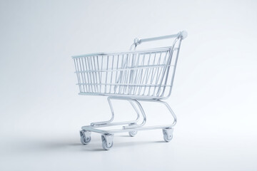 icon of e-commerce shopping cart. empty shopping cart isolated on white background. 3d illustration.