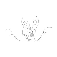 One line drawing of young happy couple male Vector illustration