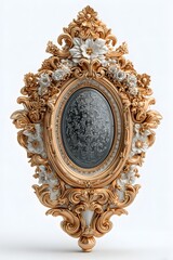3D decorative mirror isolated on white background