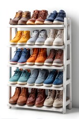 3D shoe rack isolated on white background