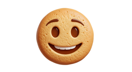 Happy Smiley Face Cookie Isolated on White.