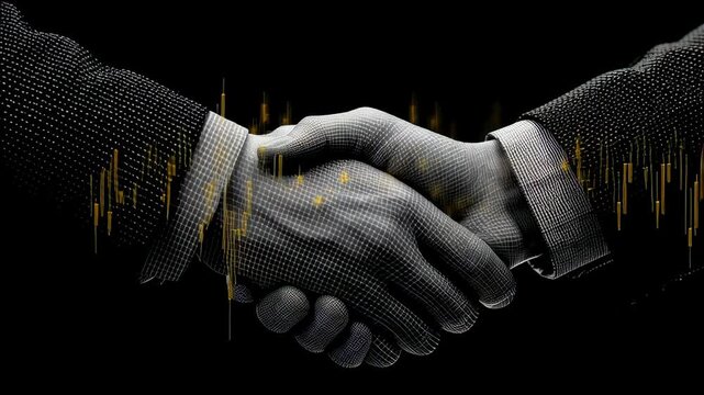Deal Sealed: A symbolic close-up of a firm handshake, symbolizing agreement, partnership, and the finalization of a successful deal.