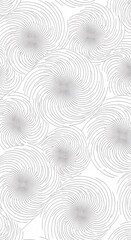 Fototapeta premium Abstract seamless pattern featuring numerous swirling gray and white circular vortex designs on a clean background, creating a hypnotic visual effect.