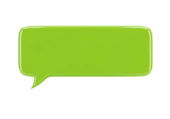 Green speech bubble PNG isolated on transparent background, message balloon graphic for communication and social media use