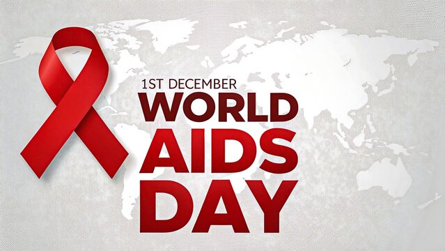 World aids day awareness red ribbon with global health support message
