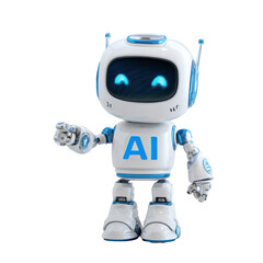 Friendly AI Robot on Transparent Background
