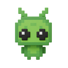 Fototapeta premium Cute green pixel art bug character