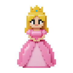 Pixel art princess character in a pink dress © PNG Lab