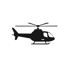 Silhouette of a helicopter flying in air on transparent background