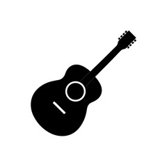 Silhouette of an acoustic guitar design on transparent background