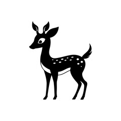 Illustration of a stylized black deer art on transparent background