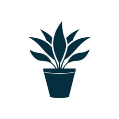 Houseplant in a pot simple vector graphic on transparent background