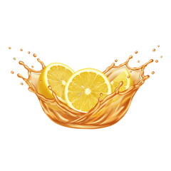 Invigorating burst of citrus delight with transparent background, showcasing sliced lemons and a