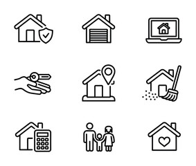 Home and property management vector icon set
