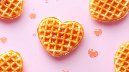 Heart-shaped waffle seamless pattern playful culinary digital art for desserts