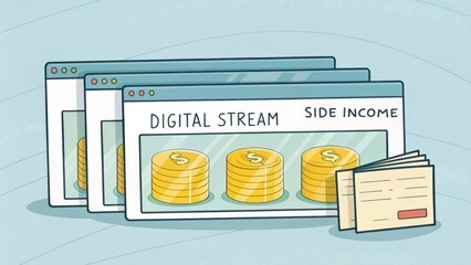 Digital Stream Concept for Earning Extra Income Online