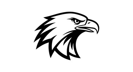 Obraz premium Black and white bald eagle head mascot profile flat illustration