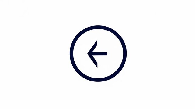 Dark blue arrow inside a circle on a white background