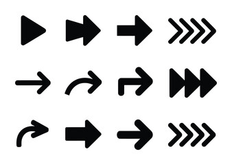 Multimedia navigation arrow icons set play forward direction pointer