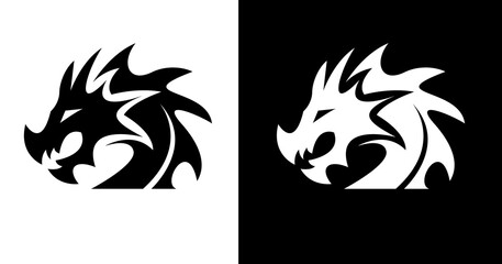 black and white illustration of a dragon icon