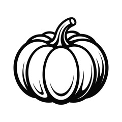 Simple black and white outline drawing of a pumpkin