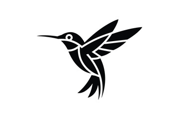 Obraz premium Stylized black silhouette of a hummingbird in flight