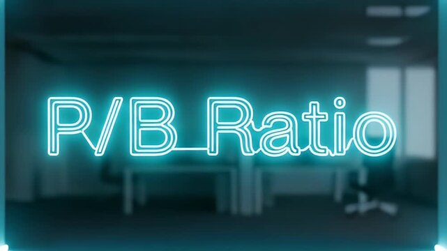 P/B Ratio Sign Illuminates an Empty Office Space, Indicating Market Performance