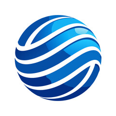 Abstract blue sphere with swirling white stripes