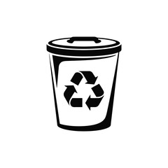 Recycling bin with universal recycling symbol