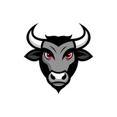 Illustration of a fierce bull head mascot on transparent background