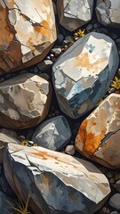 Rough stones, textured surface