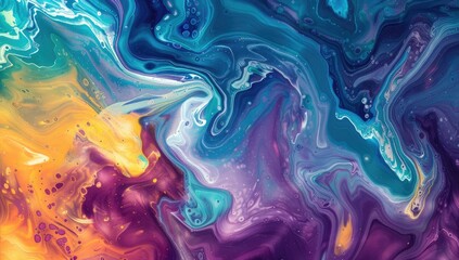 Abstract Fluid Art Colorful Swirls Blending; Background for Graphic Design/Web