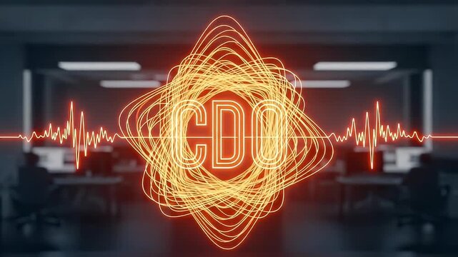 CDO Audio Signal Wave in Contemporary Office Background Digital Interface