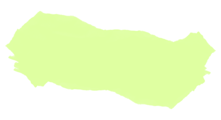 Pale green landmass representing geographical area map on transparent background
