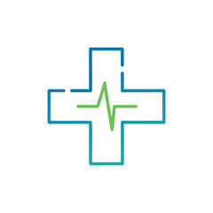 Obraz premium Medical cross with heartbeat line