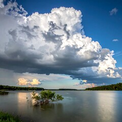 Dramatic Clouds over Calm Lake