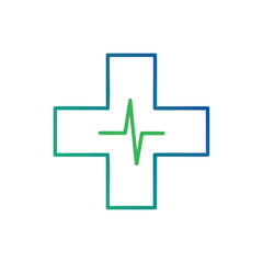 Obraz premium Hand drawn medical cross with heartbeat line