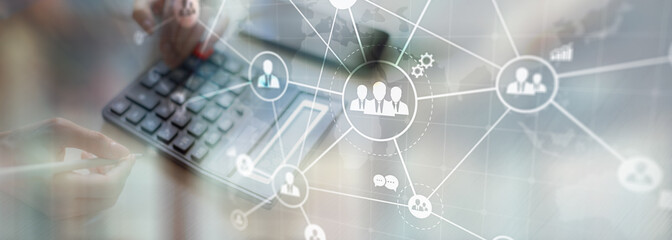 Global Business Networking and Communication Visualized on a Futuristic Digital Interface.