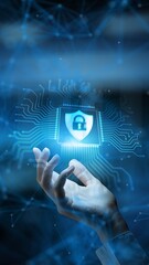 Cyber Security Safeguarding Digital Assets and Preventing Threats Technology Concept Illustrated on Processor.