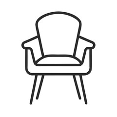 Simple line art icon of a comfortable armchair
