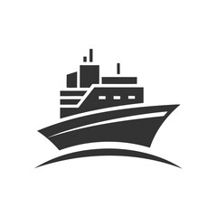 Fototapeta premium Modern cargo ship silhouette sailing on waves