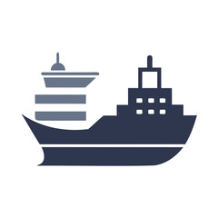 Obraz premium Stylized icon of a cargo ship at sea