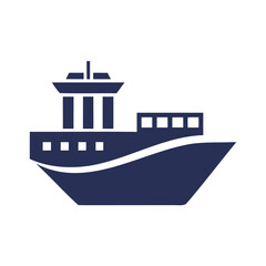 Obraz premium Simple dark blue silhouette of a cargo ship