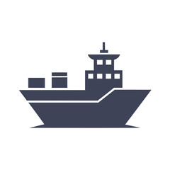 Obraz premium Stylized icon of a cargo ship with shipping containers
