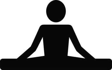 Black silhouette icon of a person in a split stretching pose vector illustration